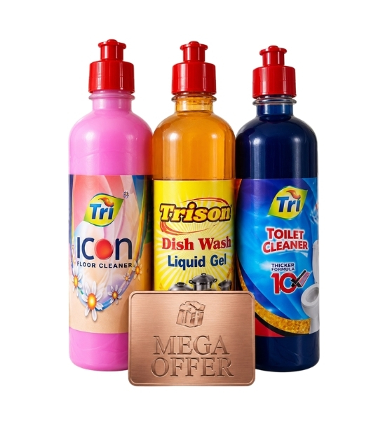 Tri Home Cleaning Combo Pack – Floor Cleaner, Dish Wash Liquid Gel & Toilet Cleaner - Image 2