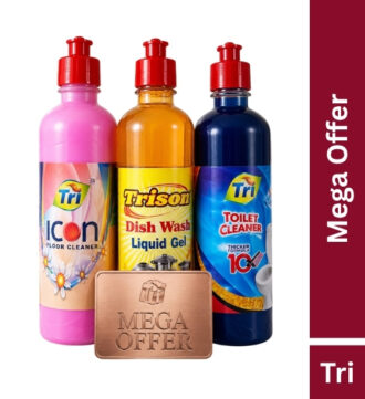 Tri Home Cleaning Combo Pack – Floor Cleaner, Dish Wash Liquid Gel & Toilet Cleaner